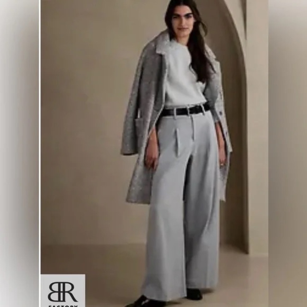 Banana Republic LouLou flannel wide leg pant heather grey